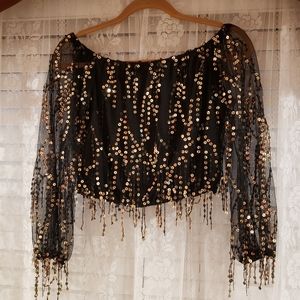 Windsor Black and Gold crop top, M